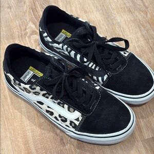 Vans Black Old Skool ortholite Sneakers with Animal Print